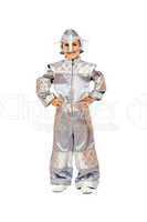 Playful boy in astronaut costume