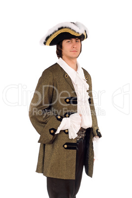 Portrait of young man in a historical costume