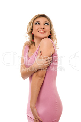 Portrait of happy young blonde. Isolated