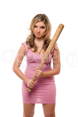 young woman with a bat