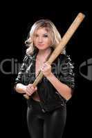 Angry girl with a bat in their hands