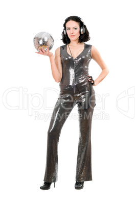 Young woman with a mirror ball