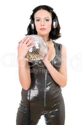 Portrait of woman with a mirror ball