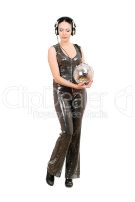 Brunette with a mirror ball