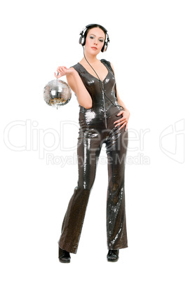 Nice brunette with a mirror ball