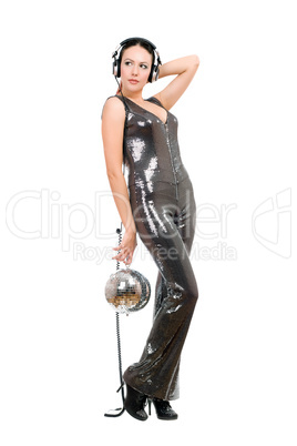 Attractive young woman with a mirror ball