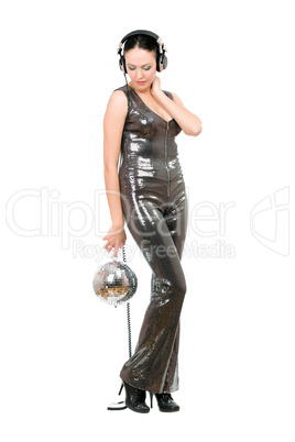Young woman with a mirror ball