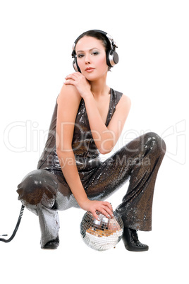 Young brunette in headphones