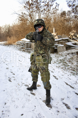 Soldier with a gun