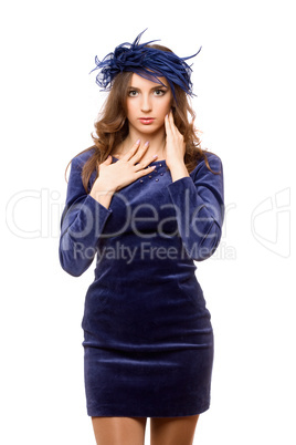 Nice girl in dress and bonnet