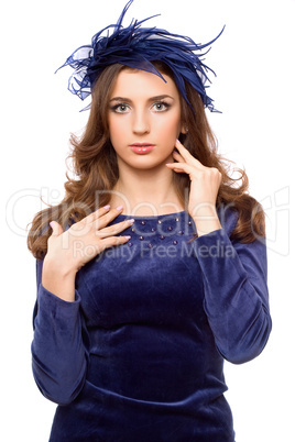 Sexy girl in blue bonnet