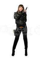 Beautiful armed girl in black