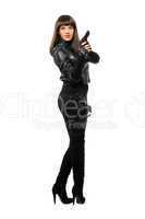 Hot  armed female in black