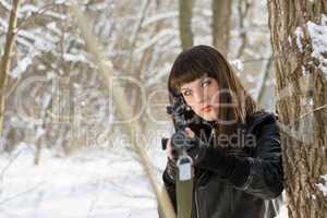 gorgeous woman with a sniper rifle
