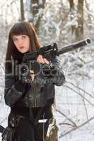 young lady with a rifle