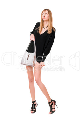 Sensual beautiful girl with the purse