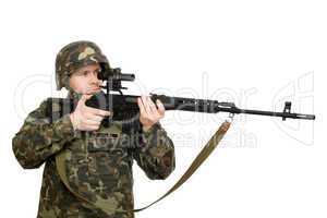 Soldier holding a rifle