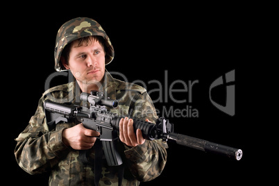 Arming soldier and a rifle