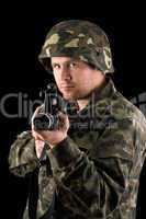 Watchful soldier with m16