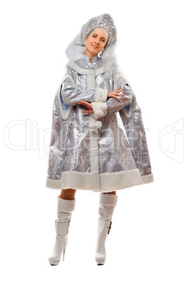 Smiling Snow Maiden. Isolated Smiling Snow Maiden. Isolated