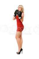 Nice blond lady in boxing gloves