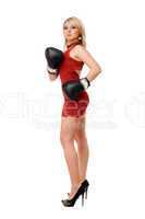 Nice blond girl in boxing gloves