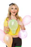Pretty sexy blond girl with balloons