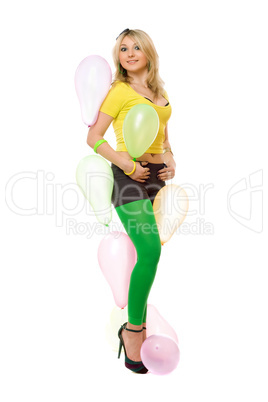 Pretty sexy blond woman with balloons