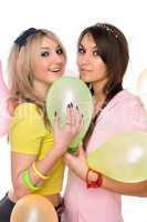 Sexy girls holding a balloon