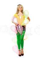 Beautiful sexy blond girl with balloons