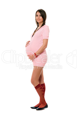 Charming pregnant brunette woman