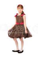 Attractive little lady in a brown dress