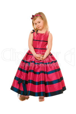 little blond girl in a long dress