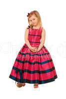 little blond girl in a long dress