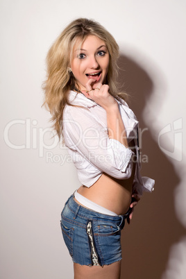 Cheerful blond young woman