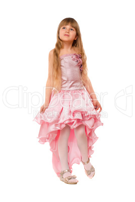 Cute little girl in a pink dress