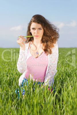 Portrait of serious young woman