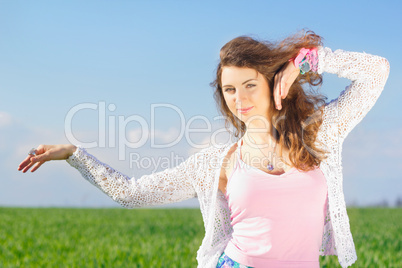 Portrait of smiling lovely young woman