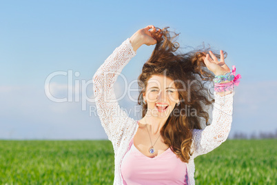 Portrait of joyful lovely young woman