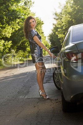 Beautiful young woman in a dress