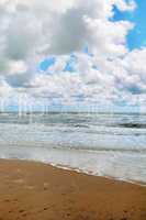 Cloudy sky over the stormy sea