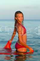 cute teen girl in the sea