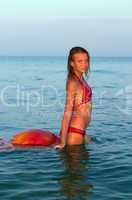 attractive teen girl in the sea