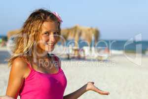 happy teen girl on the beach