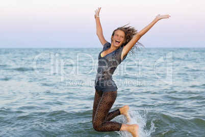 Cheerful wet teen girl