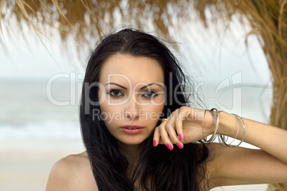 attractive young woman on the beach