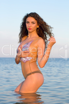 nice young woman in the water
