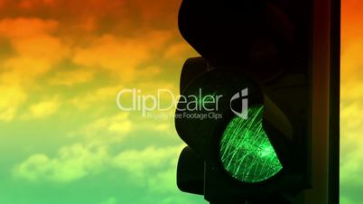 Close up view of green and yellow colors on the traffic light