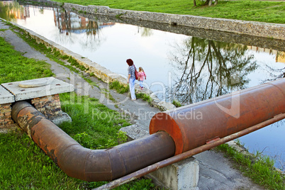 Walk in an industrial zone