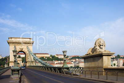 Street on Chain Bridge in Budapest